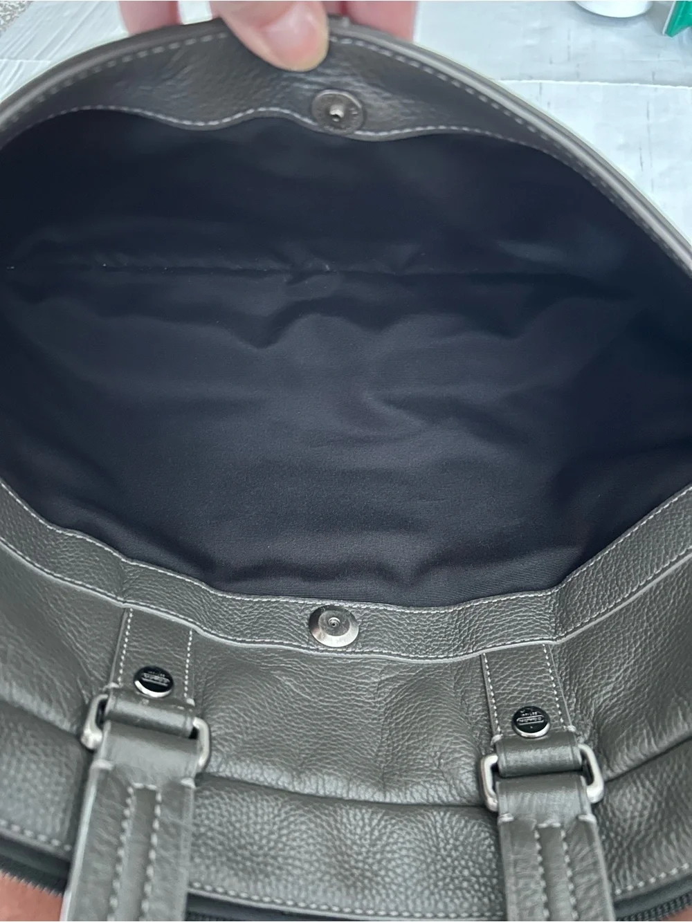 Coach Metropolitan Gray Leather Messenger Briefcase with Shoulder Strap
